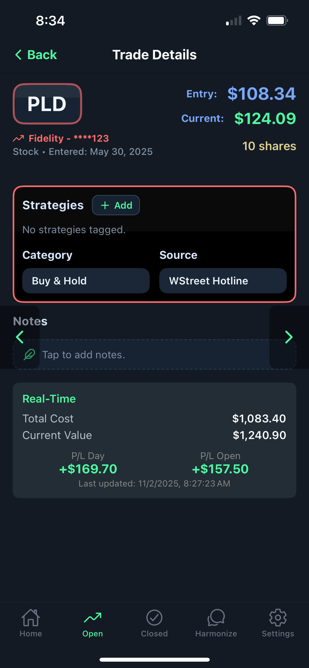 Built-In Trade Journal